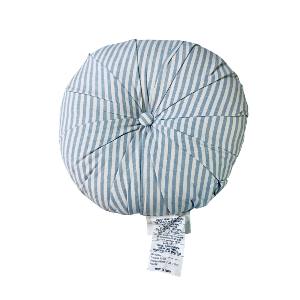 16"x16" Round Striped Decorative Throw Pillow- Blue for Dorm - Threshold